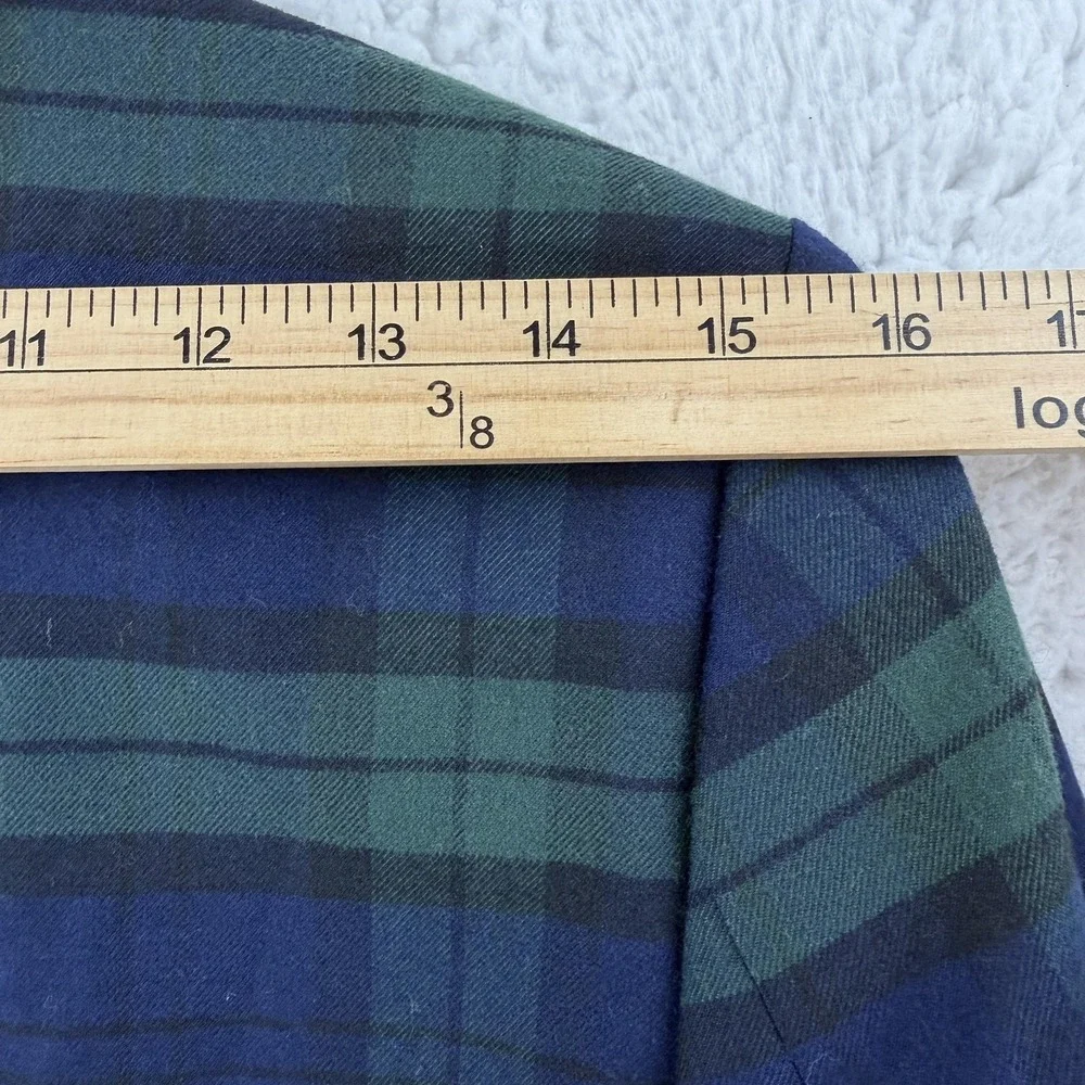 Lauren Ralph Lauren Blazer Womens 4 Blue Plaid Tuxedo Shawl Collar Jacket NWT - Picture 11 of 12